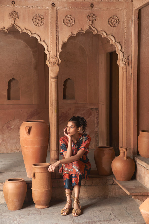 Navy Moroccan Sequin Co-ord Set