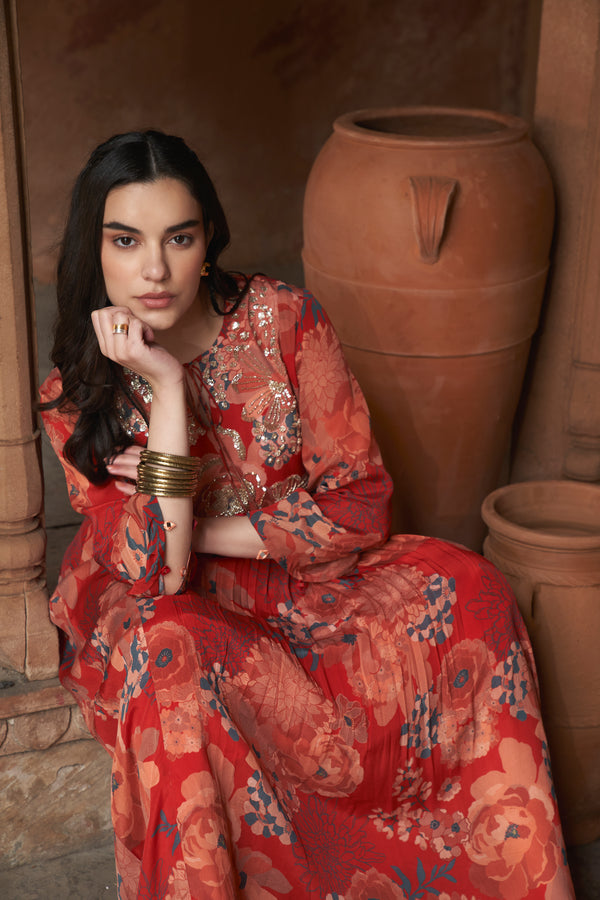 Vidya Balan in Red Moroccan Kaftan