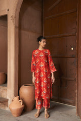 Red Moroccan Shell Print Kurta Set – Archana Shah