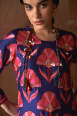 Blue Moroccan Shell Print Kurta Set