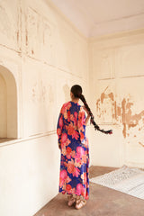 Blue Moroccan Zari Yoke Kaftan