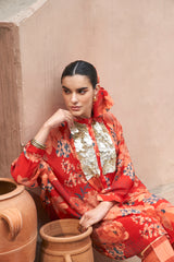 Red Moroccan Coin Yoke Co-ord Set