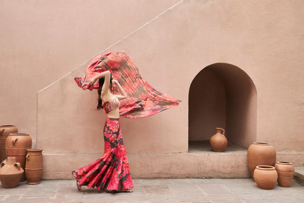 Brown Moroccan Fish Skirt Set