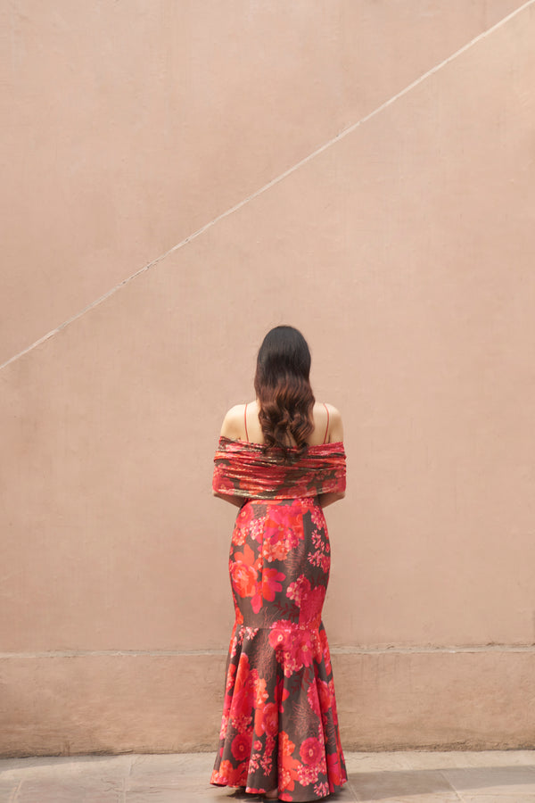 Brown Moroccan Fish Skirt Set