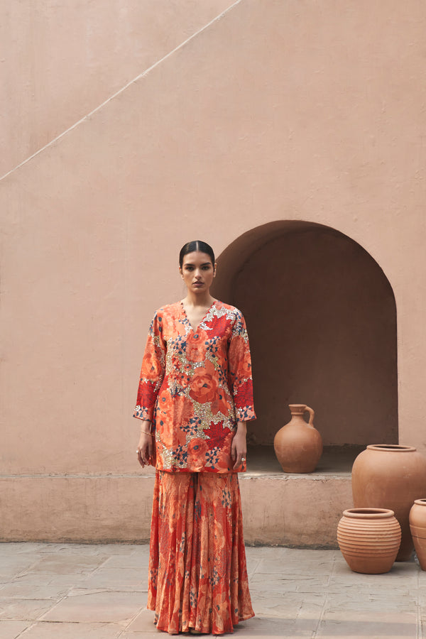 Red Moroccan Sequin Scallop Sharara