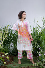 White Wildflower Zar Kurta Set