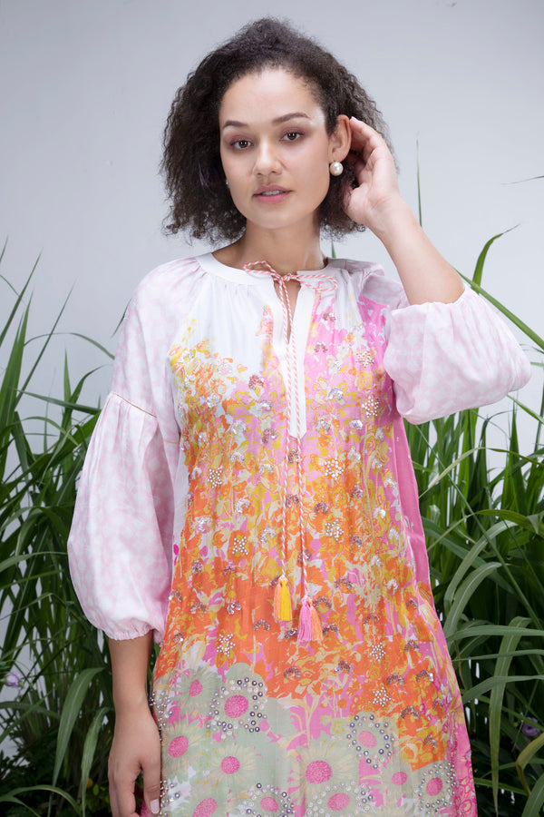 White Wildflower Zar Kurta Set