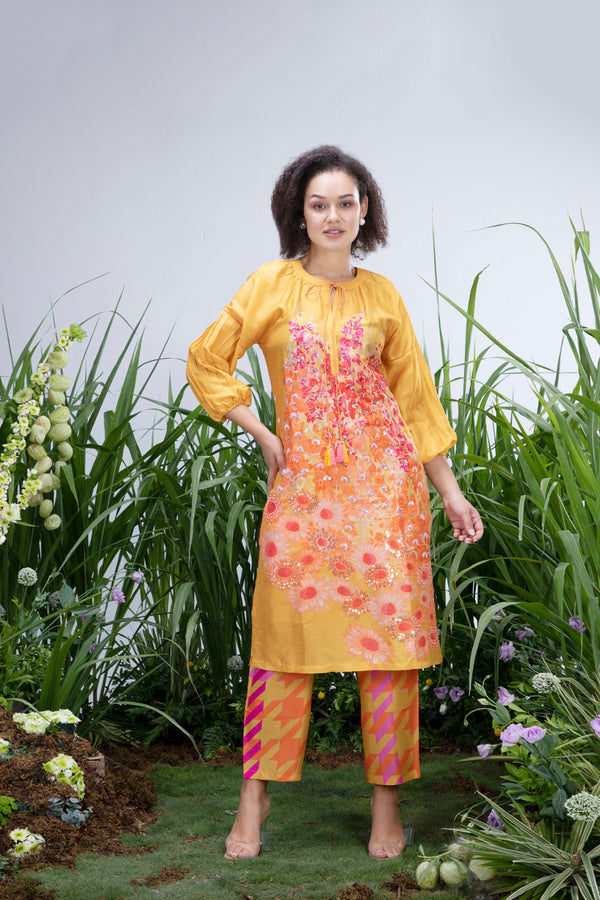 Yellow Wildflower Zar Kurta Set