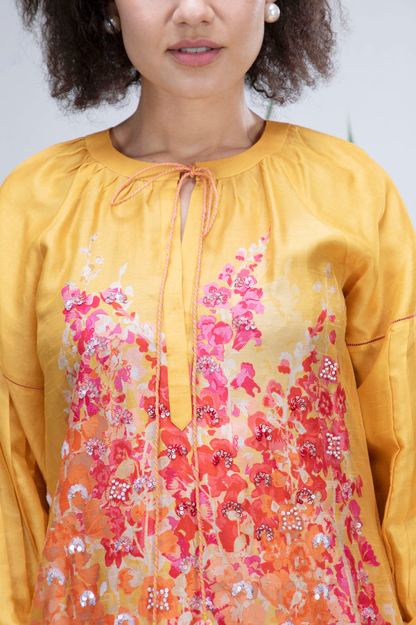 Yellow Wildflower Zar Kurta Set