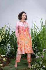 Divya Boppana in Peach Wildflower Zar Kurta set