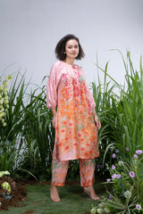 Divya Boppana in Peach Wildflower Zar Kurta set