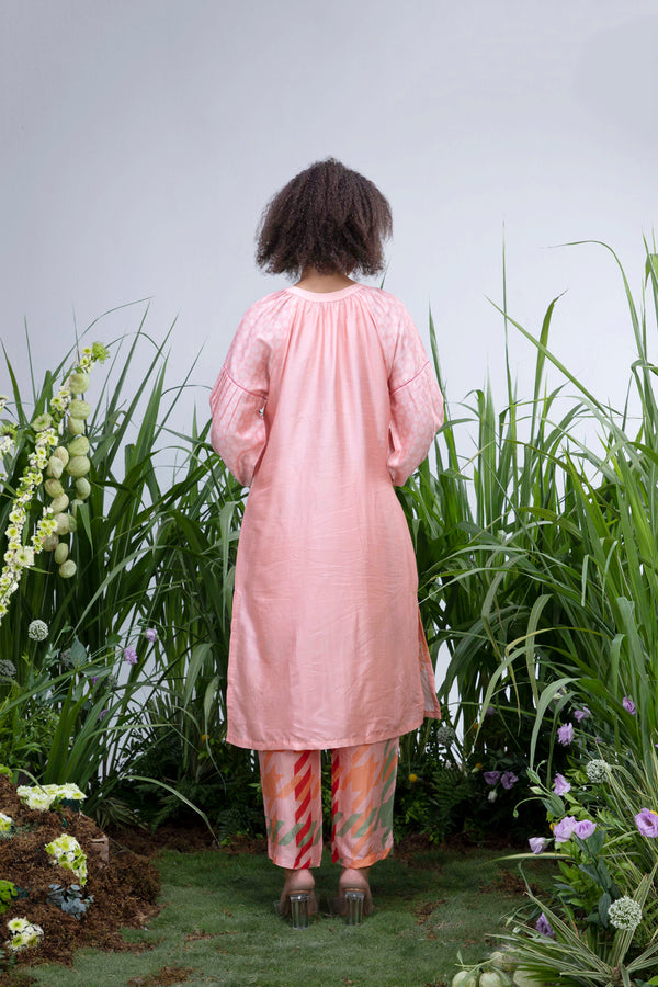 Divya Boppana in Peach Wildflower Zar Kurta set