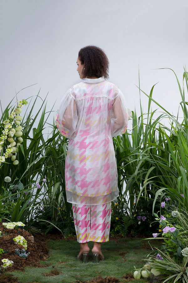 White Wildflower Organza Double Layer Set