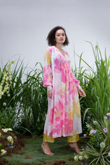 White Wildflower Angrakha Kurta Set