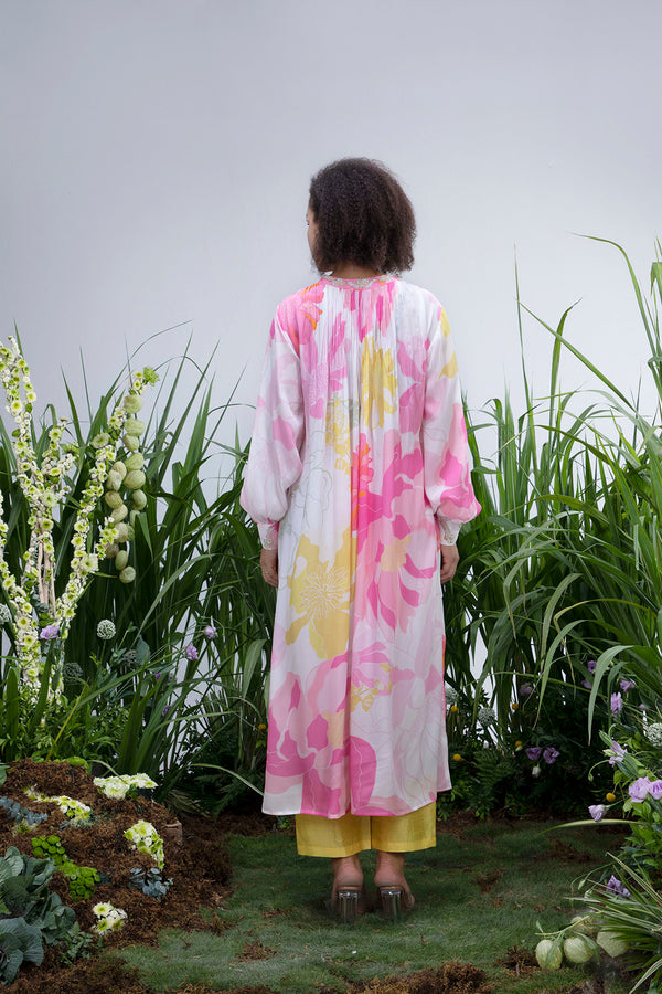 White Wildflower Angrakha Kurta Set