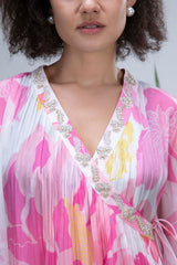 White Wildflower Angrakha Kurta Set