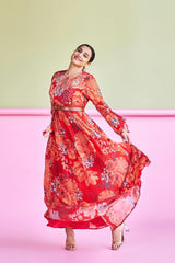 Vidya Balan in Red Moroccan Kaftan