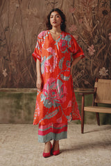 Caravan Ember Scarlet Silk Kurta Set - Archana Shah