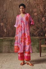 Garden Caravan Lilac Silk Kurta Set -  Archana Shah