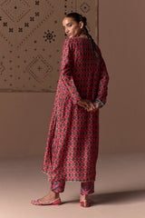 Crimson Katha Silk Kurta Set