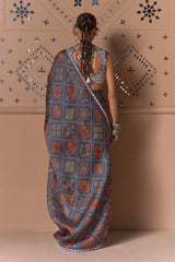 Neel Katha Silk Mirror Work Saree