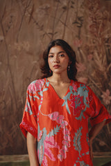 Caravan Ember Scarlet Silk Kurta Set - Archana Shah