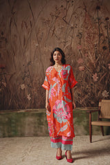 Caravan Ember Scarlet Silk Kurta Set - Archana Shah