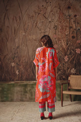 Caravan Ember Scarlet Silk Kurta Set - Archana Shah