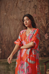 Caravan Ember Scarlet Silk Kurta Set - Archana Shah