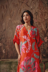 Caravan Ember Scarlet Silk Kurta Set - Archana Shah