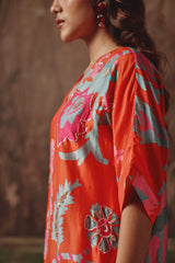 Caravan Ember Scarlet Silk Kurta Set - Archana Shah