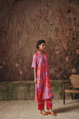 Garden Caravan Lilac Silk Kurta Set -  Archana Shah