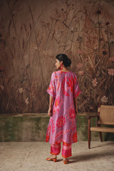 Garden Caravan Lilac Silk Kurta Set -  Archana Shah