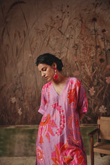 Garden Caravan Lilac Silk Kurta Set -  Archana Shah