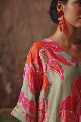 Meadow Oracle Sage Green Silk Kurta Set - Archana Shah