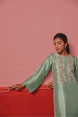 Seafoam green Silk Kurta Set - Archana Shah