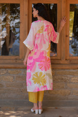 White And Pink Wildrose Tunic Set