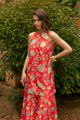 Neha Rathi in Scarlet Halter Neck Sharara