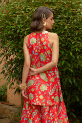 Neha Rathi in Scarlet Halter Neck Sharara