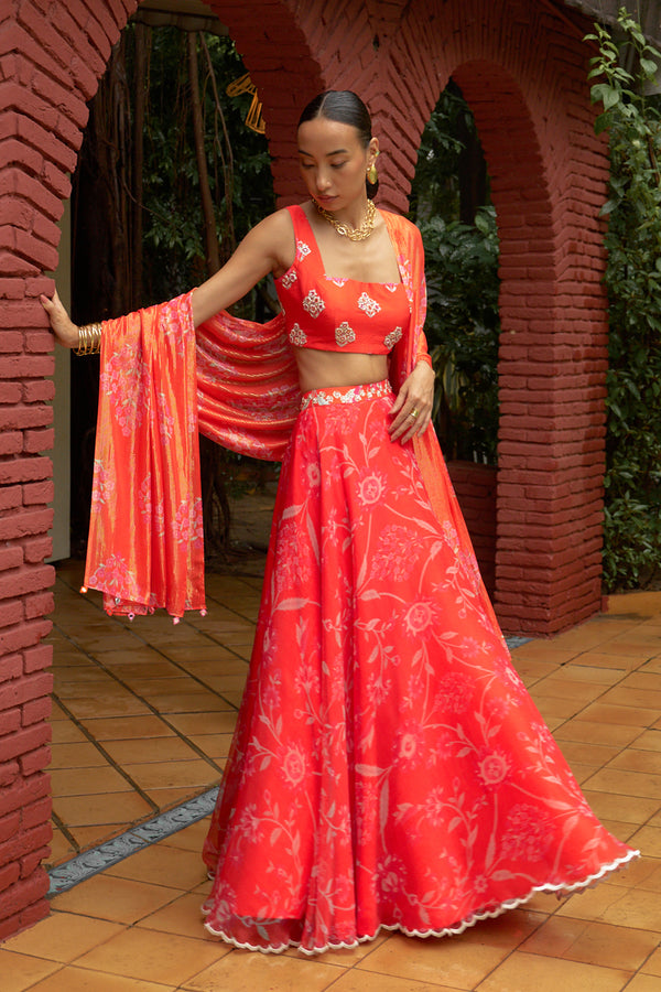 Coral Lehenga