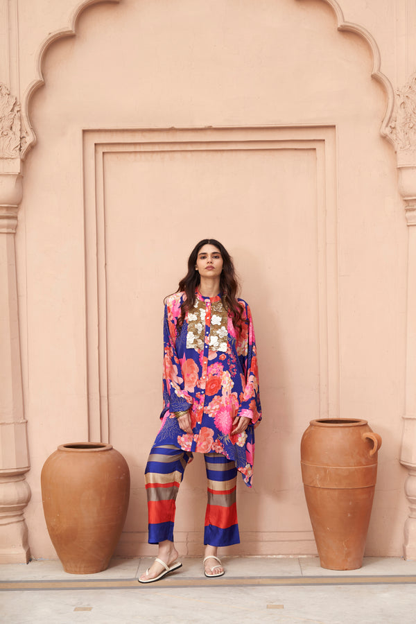 Blue Moroccan Coin Yoke Co-ord Set