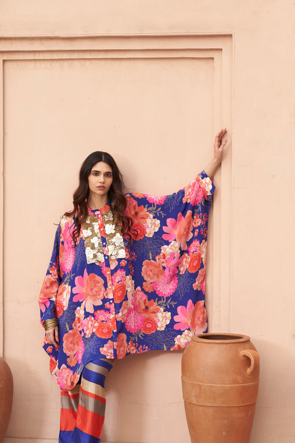 Blue Moroccan Coin Yoke Co-ord Set