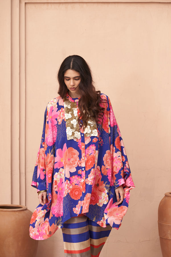 Blue Moroccan Coin Yoke Co-ord Set