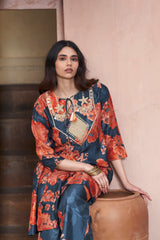 Navy Moroccan Moon Yoke Suit Set