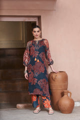 Navy Moroccan Organza Zar Kurta set