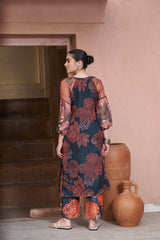 Navy Moroccan Organza Zar Kurta set