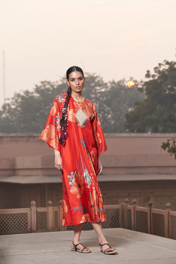 Red Moroccan Zardozi Buta Kimono