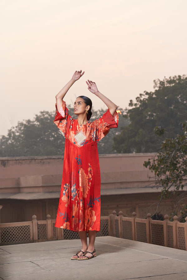 Red Moroccan Zardozi Buta Kimono