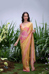 Mitali Wadhwa in Wildflower Yellow Shimmer Saree