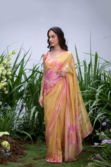 Mitali Wadhwa in Wildflower Yellow Shimmer Saree